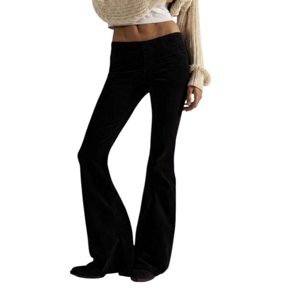 We The Free People Pull-On Flare Low Rise Pants Women's‎ Size 25 Black Stretch